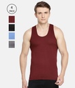 INNERO Men's Color Vest, Sleeveless Pack Of 4