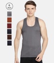 INNERO Men's Color Vest, Sleeveless Pack Of 6