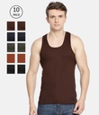 INNERO Men's Color Vest, Sleeveless Pack Of 10