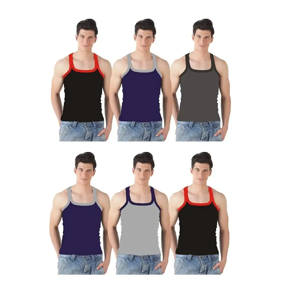 INNERO - Men's Gym Vest Assorted Color Pack Of 6 