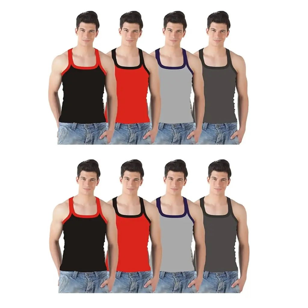 INNERO - Men's Gym Vest Assorted Color Pack Of 8 