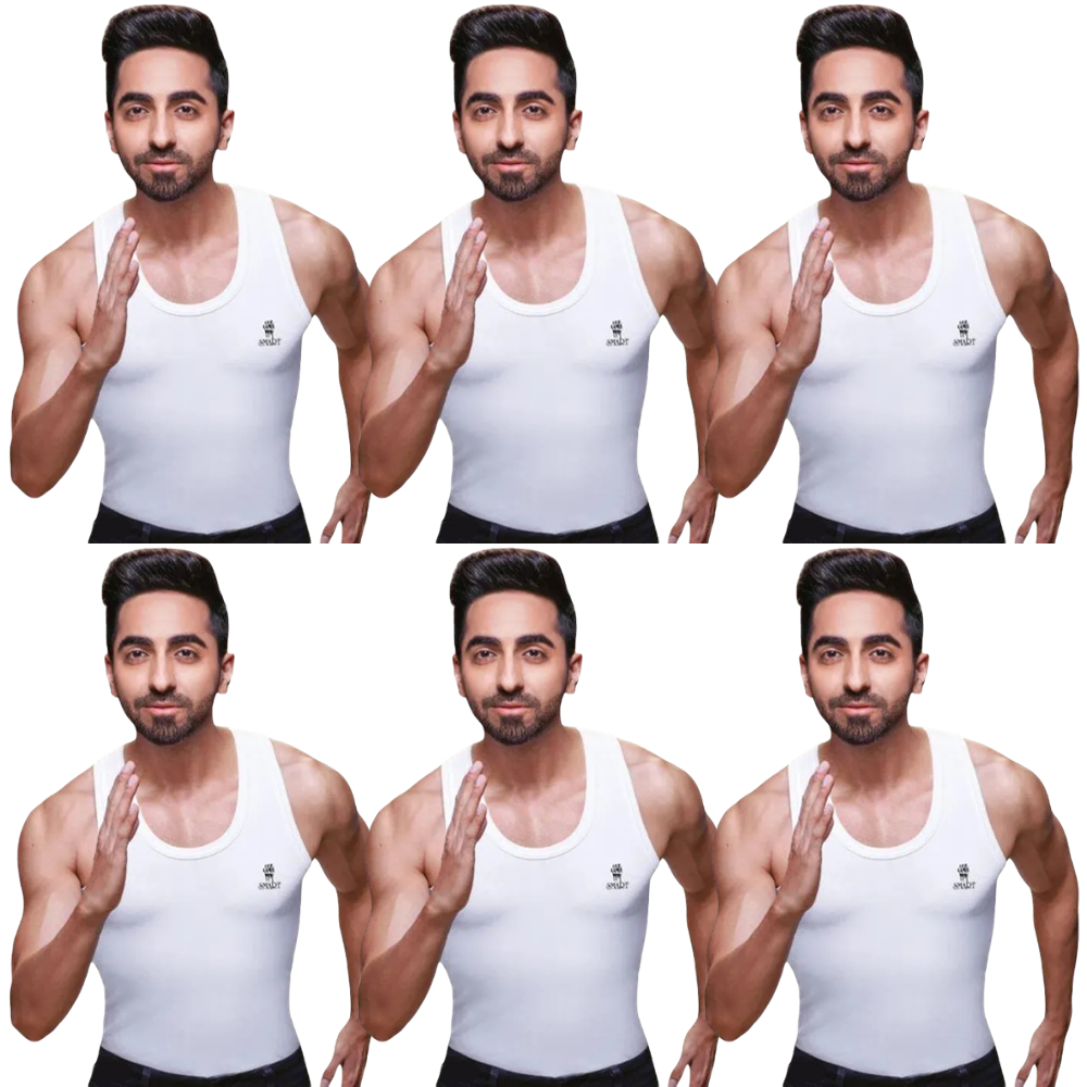 RANJIT - Men's Vest White Sleeveless Pack Of 6 