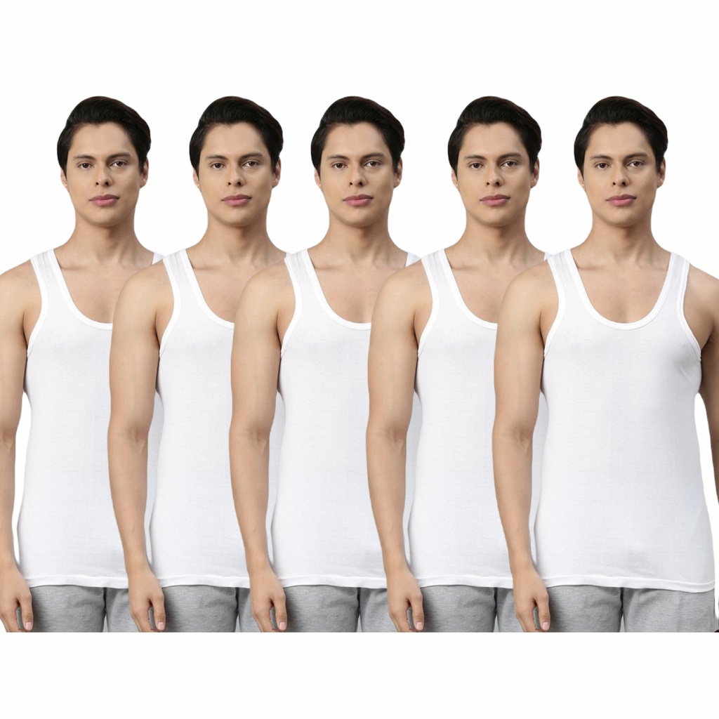 INNERO - Men's Vest White Sleeveless Pack Of 5
