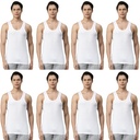 INNERO - Men's Vest White Sleeveless Pack Of 8