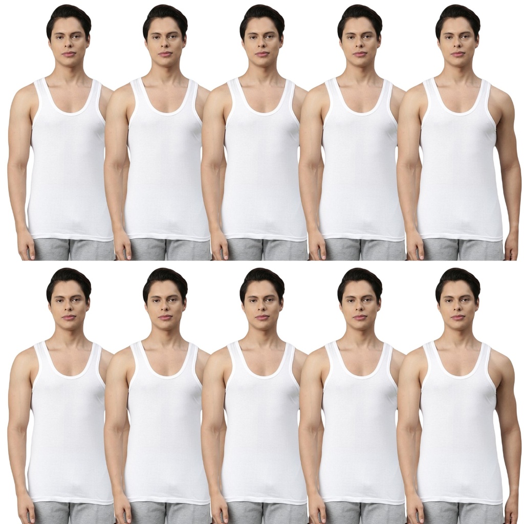 INNERO - Men's Vest White Sleeveless Pack Of 10