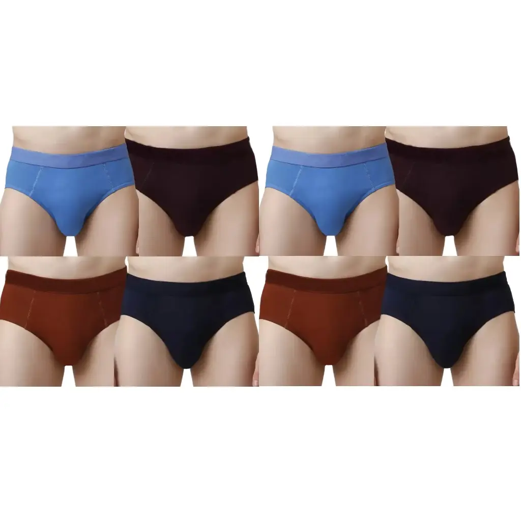 INNERO Avzee Gold Brief For Mens - Pack Of 8 (Outer Elastic)
