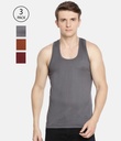INNERO Men's Color Vest, Sleeveless Pack Of 3