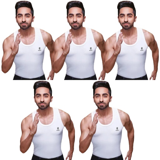 RANJIT - Men's Vest White Sleeveless Pack Of 5 