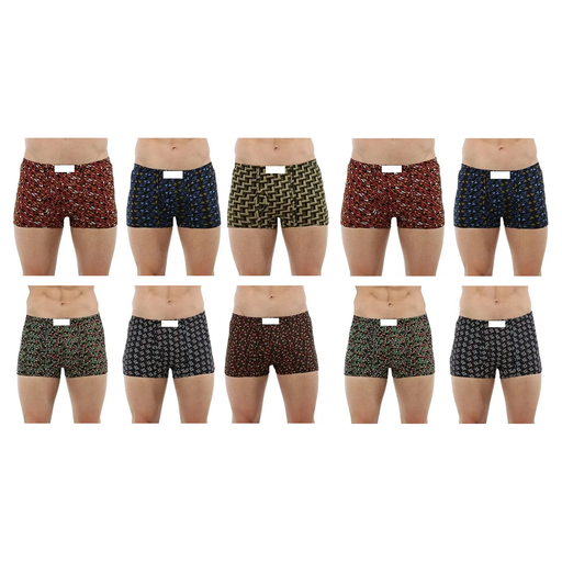 Men's Printed Mini Trunk Pack Of 10 (Inner Elastic, Assorted Print)