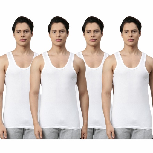 INNERO - Men's Vest White Sleeveless Pack Of 4