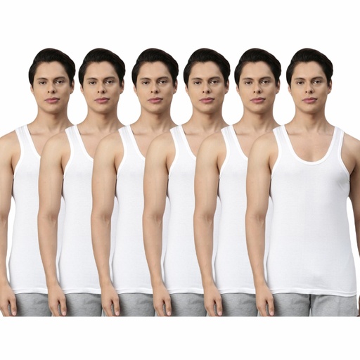 INNERO - Men's Vest White Sleeveless Pack Of 6
