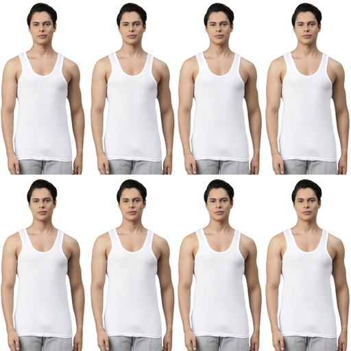 INNERO - Men's Vest White Sleeveless Pack Of 8