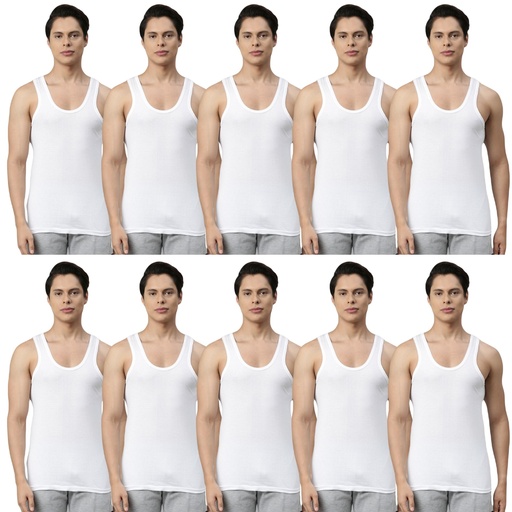 INNERO - Men's Vest White Sleeveless Pack Of 10